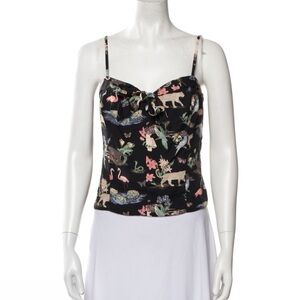 Reformation Black Floral Crop Top